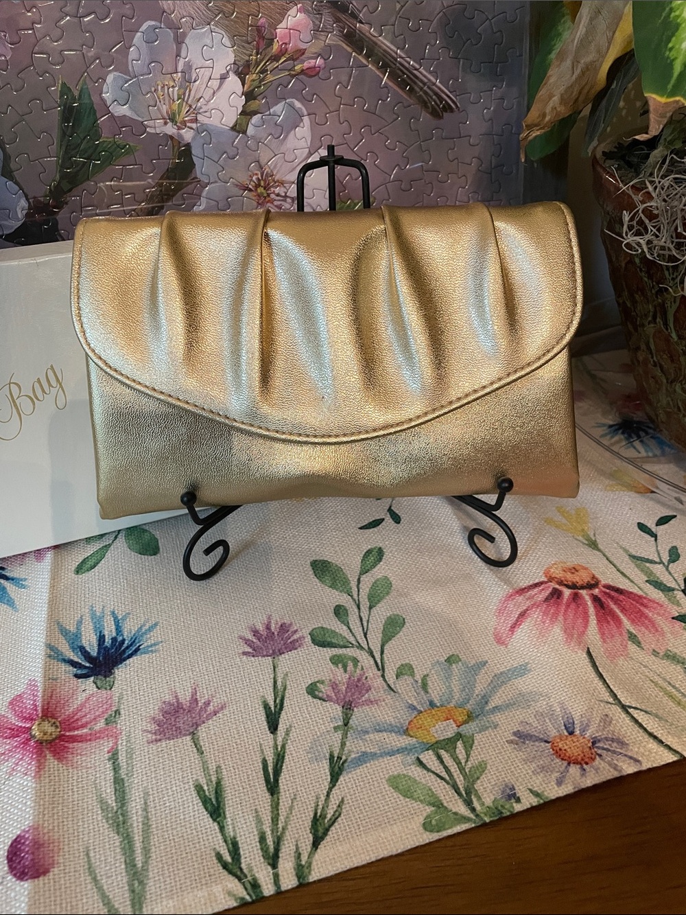 Avon Elegant Gold Metallic Women's Clutch Bag